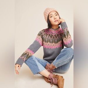 Anthropologie Josephine mock neck fair isle‎ sweater Size: SP